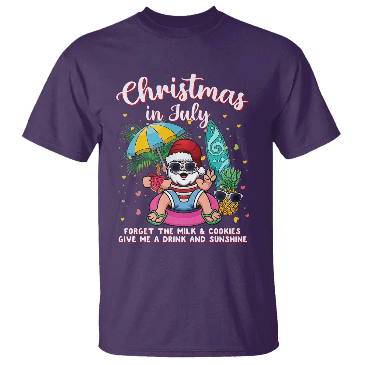 Christmas in July Santa T Shirt Palm Tree Beach Summer Hawaii TS14 Purple Print Your Wear