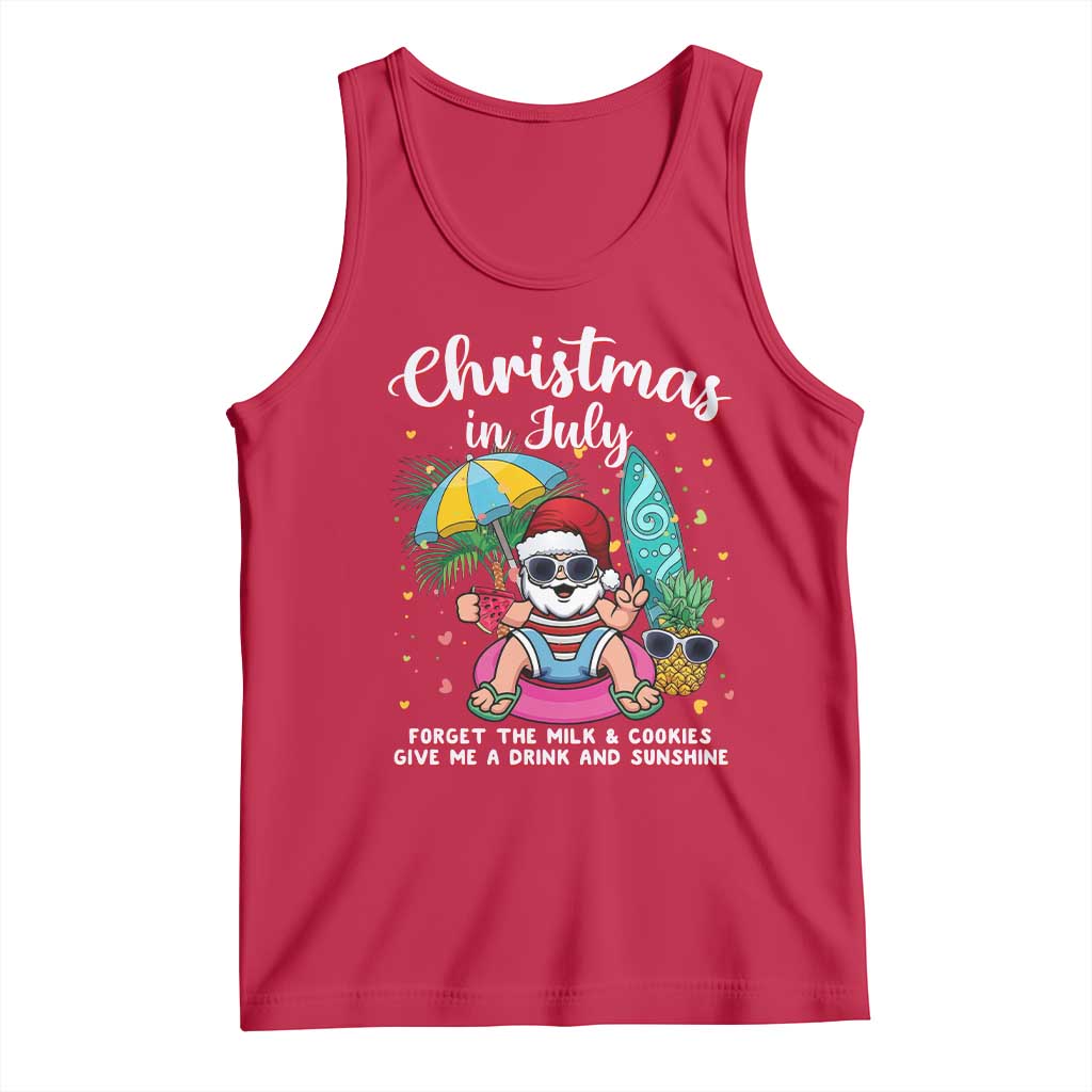 Christmas in July Santa Tank Top Palm Tree Beach Summer Hawaii TS14 Red Print Your Wear
