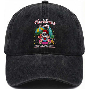 Christmas in July Santa Washed Cotton Baseball Cap Palm Tree Beach Summer Hawaii TS14 Print Your Wear