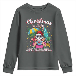 Christmas in July Santa Youth Sweatshirt Palm Tree Beach Summer Hawaii TS14 Dark Heather Print Your Wear