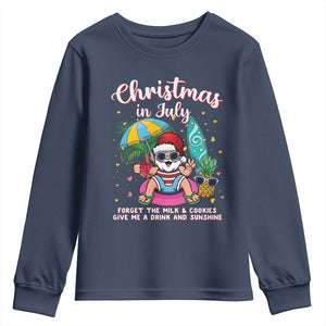 Christmas in July Santa Youth Sweatshirt Palm Tree Beach Summer Hawaii TS14 Navy Print Your Wear