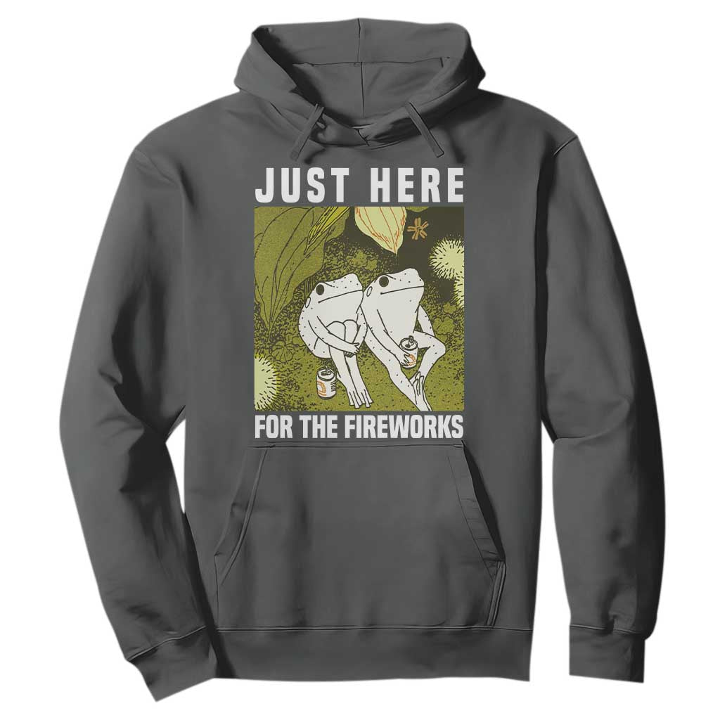 Funny Frog 4th of July Hoodie Just Here For The Fireworks TS14 Dark Heather Print Your Wear