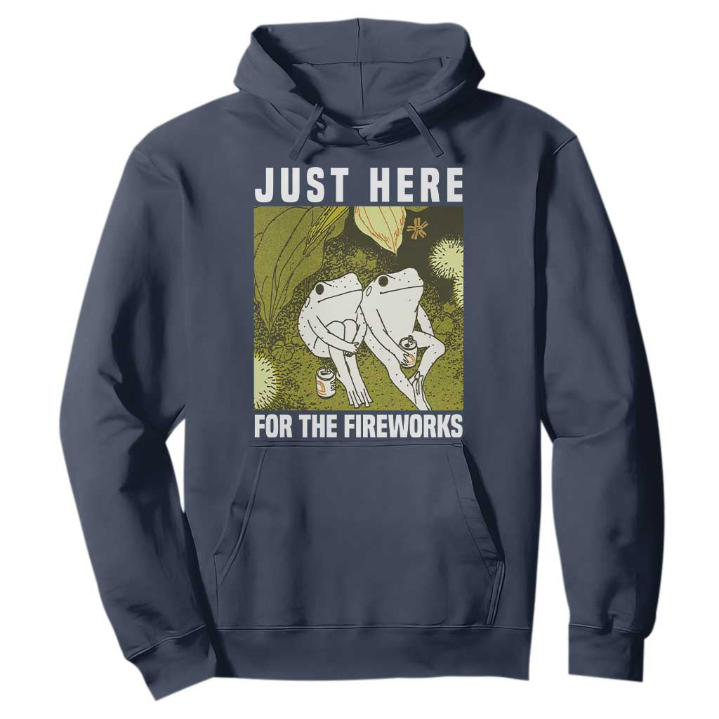 Funny Frog 4th of July Hoodie Just Here For The Fireworks TS14 Navy Print Your Wear