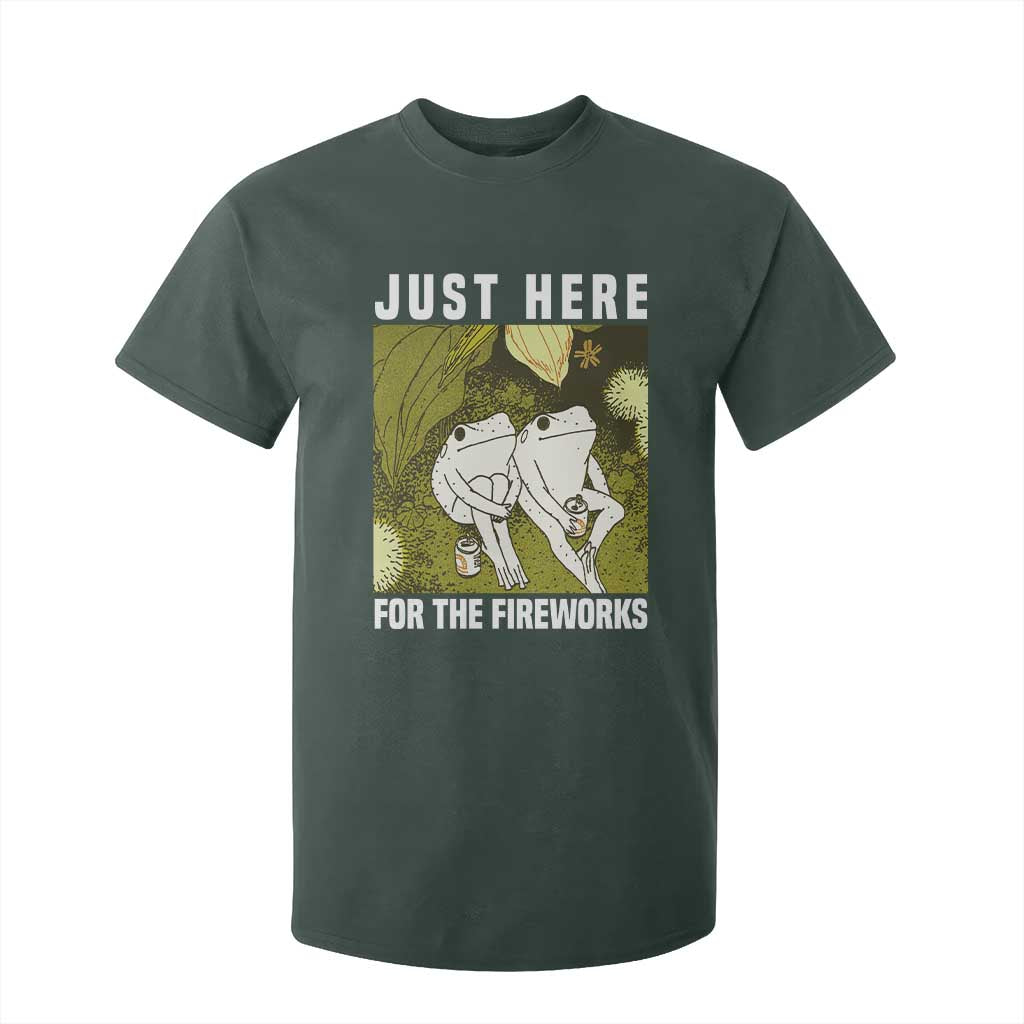 Funny Frog 4th of July T Shirt For Kid Just Here For The Fireworks TS14 Dark Forest Green Print Your Wear