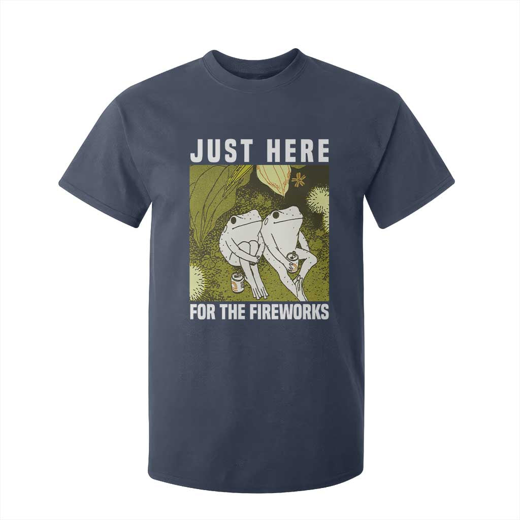 Funny Frog 4th of July T Shirt For Kid Just Here For The Fireworks TS14 Navy Print Your Wear