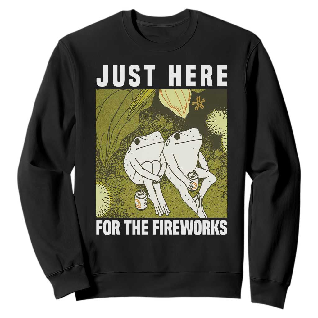 Funny Frog 4th of July Sweatshirt Just Here For The Fireworks TS14 Black Print Your Wear
