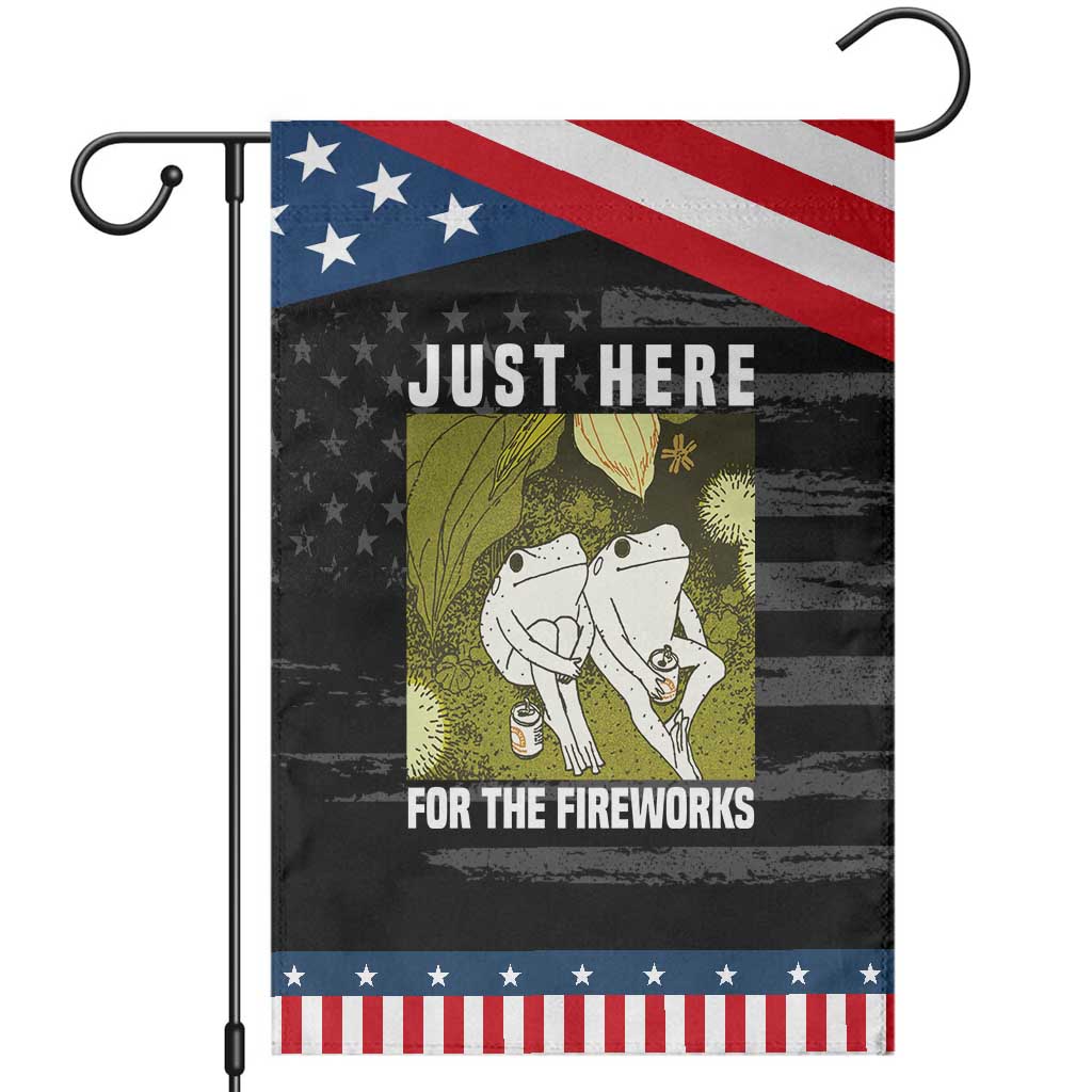 Funny Frog 4th of July Garden Flag Just Here For The Fireworks TS14 Distressed Black Blue Print Your Wear