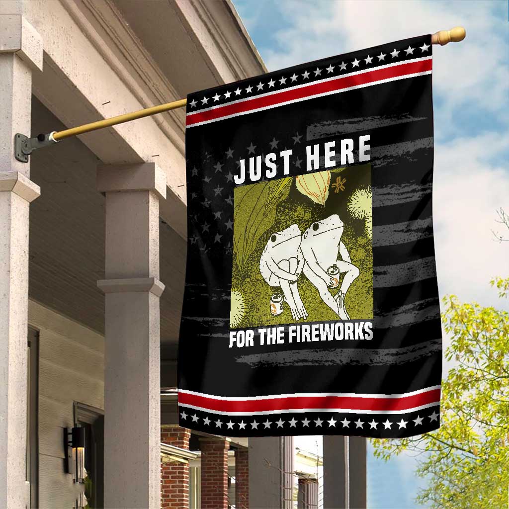 Funny Frog 4th of July Garden Flag Just Here For The Fireworks TS14 Distressed Black Red Print Your Wear
