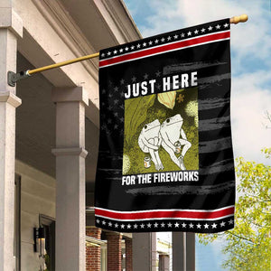 Funny Frog 4th of July Garden Flag Just Here For The Fireworks TS14 Distressed Black Red Print Your Wear