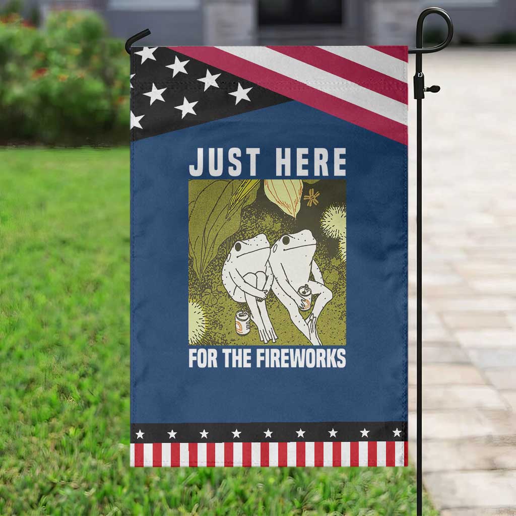 Funny Frog 4th of July Garden Flag Just Here For The Fireworks TS14 Classic Blue Black Print Your Wear
