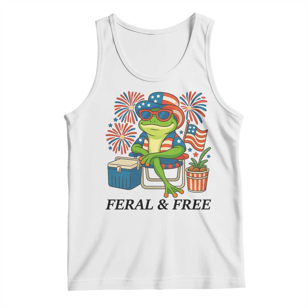 Feral & Free Tank Top Funny 4th of July Patriotic Frog Lovers TS14 White Print Your Wear