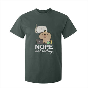 Nope Not Today T Shirt For Kid Funny Lazy Capybara Meme TS14 Dark Forest Green Print Your Wear