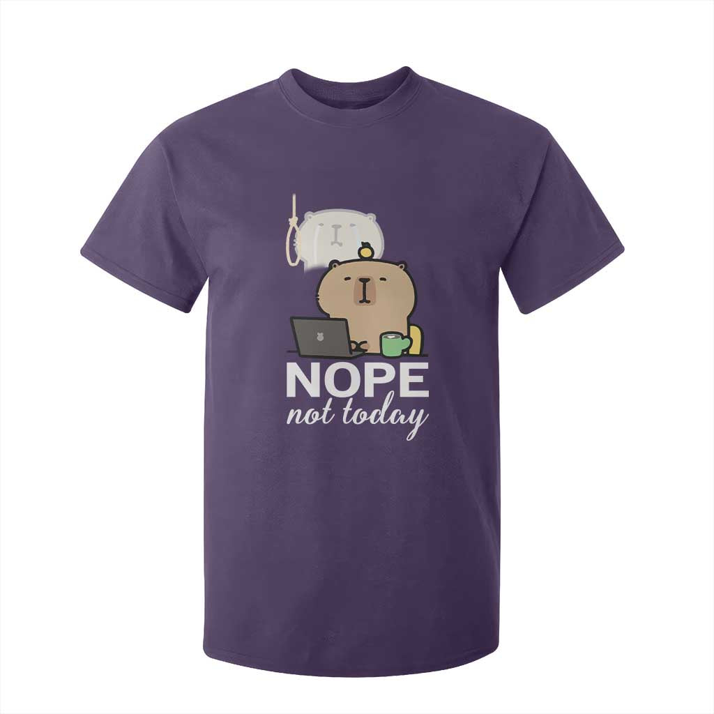 Nope Not Today T Shirt For Kid Funny Lazy Capybara Meme TS14 Purple Print Your Wear