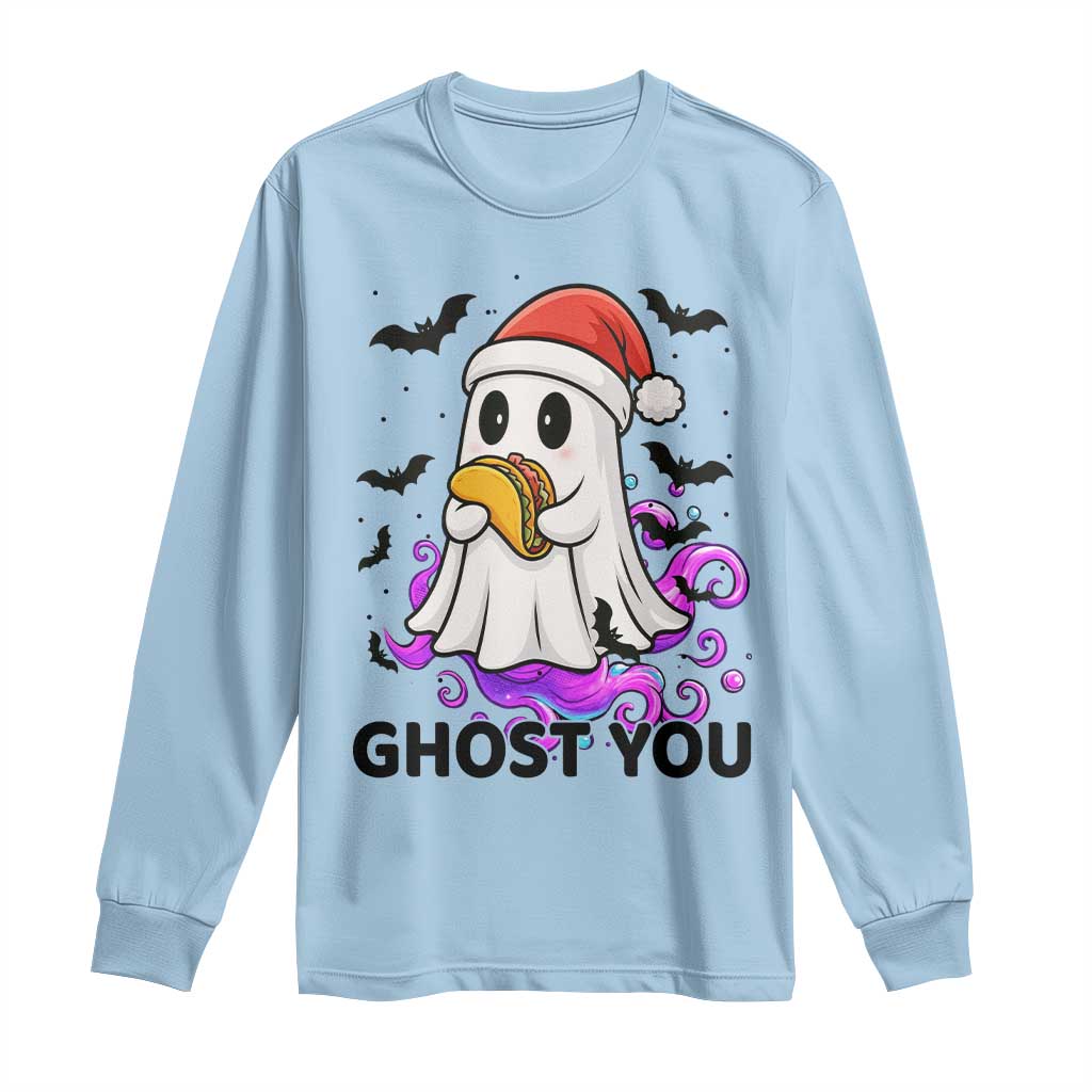 Funny Ghost Halloween Christmas Long Sleeve Shirt Ghost You TS14 Light Blue Print Your Wear