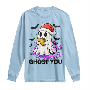 Funny Ghost Halloween Christmas Long Sleeve Shirt Ghost You TS14 Light Blue Print Your Wear
