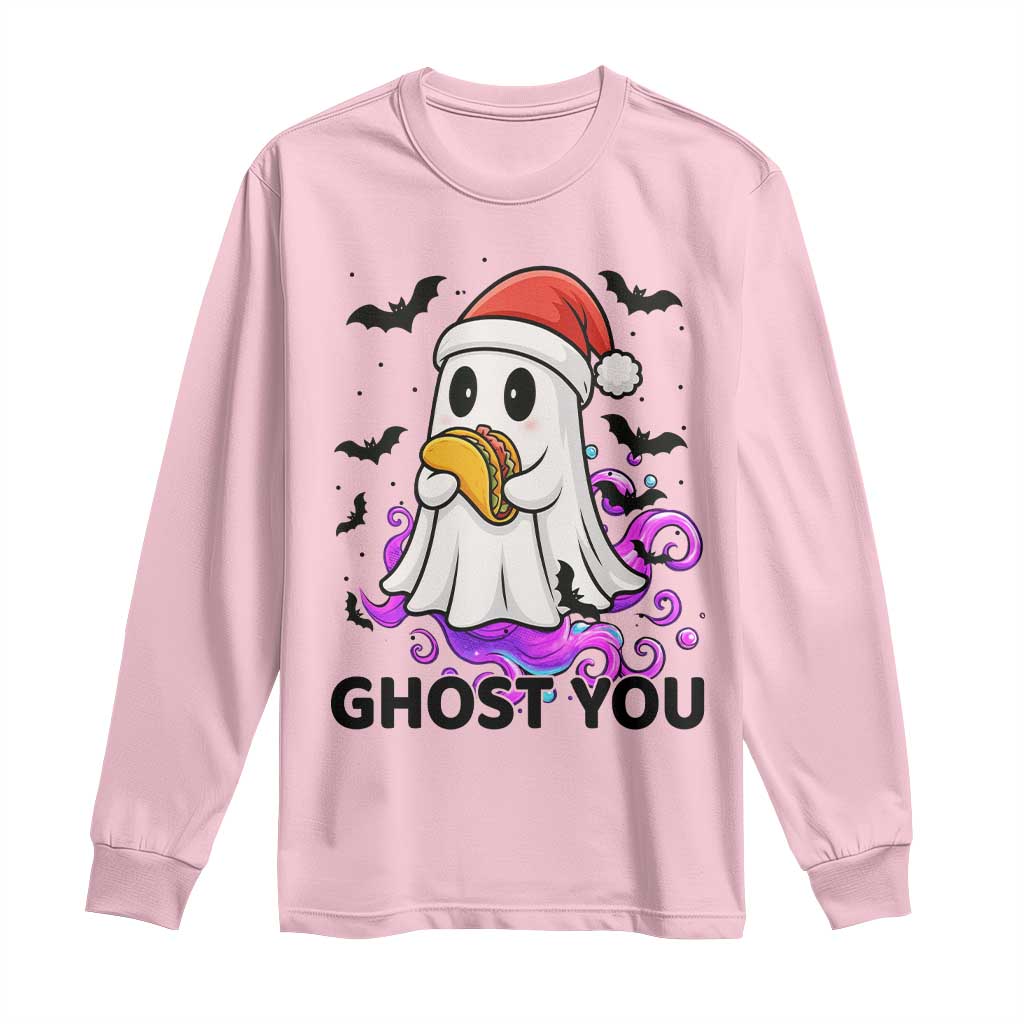 Funny Ghost Halloween Christmas Long Sleeve Shirt Ghost You TS14 Light Pink Print Your Wear