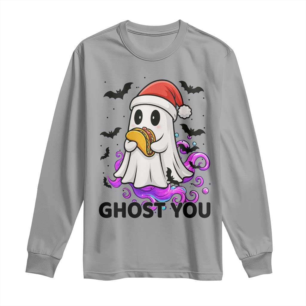 Funny Ghost Halloween Christmas Long Sleeve Shirt Ghost You TS14 Sport Gray Print Your Wear