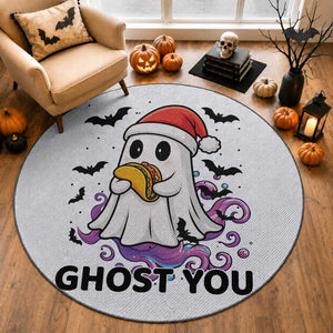 Funny Ghost Halloween Christmas Round Rug Ghost You