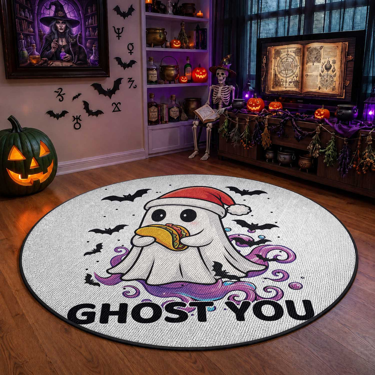 Funny Ghost Halloween Christmas Round Rug Ghost You