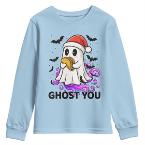 Funny Ghost Halloween Christmas Youth Sweatshirt Ghost You TS14 Light Blue Print Your Wear