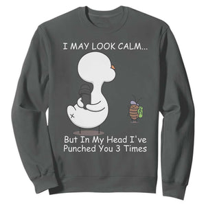Duck Sarcastic Farm Sweatshirt In My Head I Have Pecked You 3 Times TS14 Dark Heather Print Your Wear
