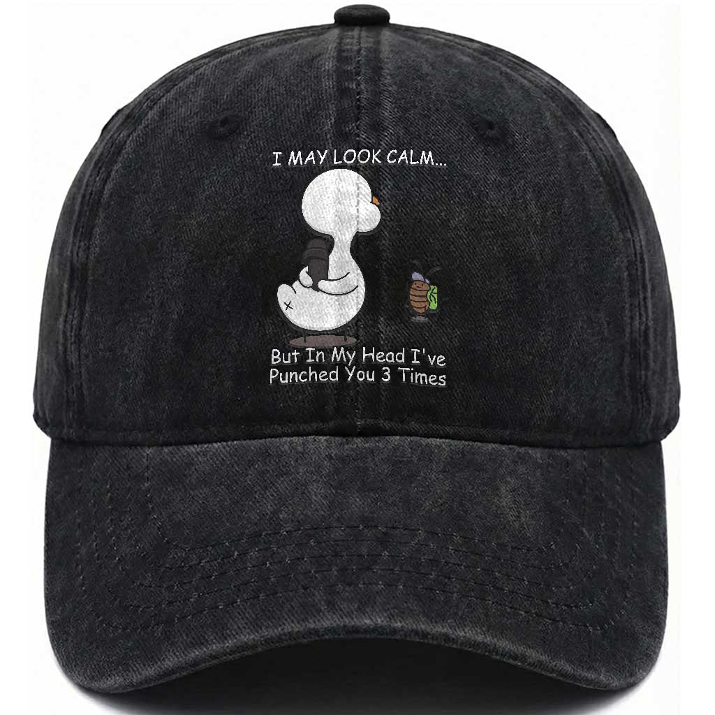 Duck Sarcastic Farm Washed Cotton Baseball Cap In My Head I Have Pecked You 3 Times TS14 Washed Cap Universal Fit Black Print Your Wear