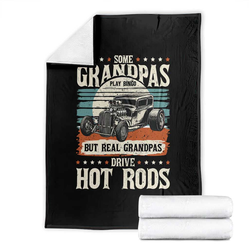 Some Grandpas Play Bingo Real Grandpas Drive Hotrods Throw Blanket 1932 American Classic Hotrod TS14 Black Print Your Wear