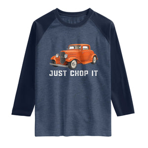 Just Chop It Raglan Shirt 1932 American Classic Hotrod TS14 Heather Denim Navy Print Your Wear