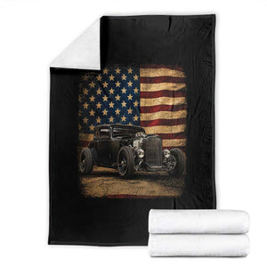 1932 American Classic Hotrod US Flag 4th of July Throw Blanket TS14 Black Print Your Wear