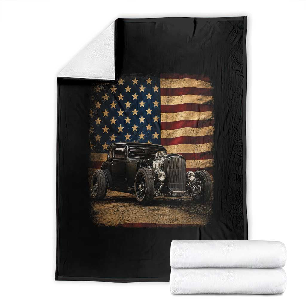 1932 American Classic Hotrod US Flag 4th of July Throw Blanket TS14 Black Print Your Wear