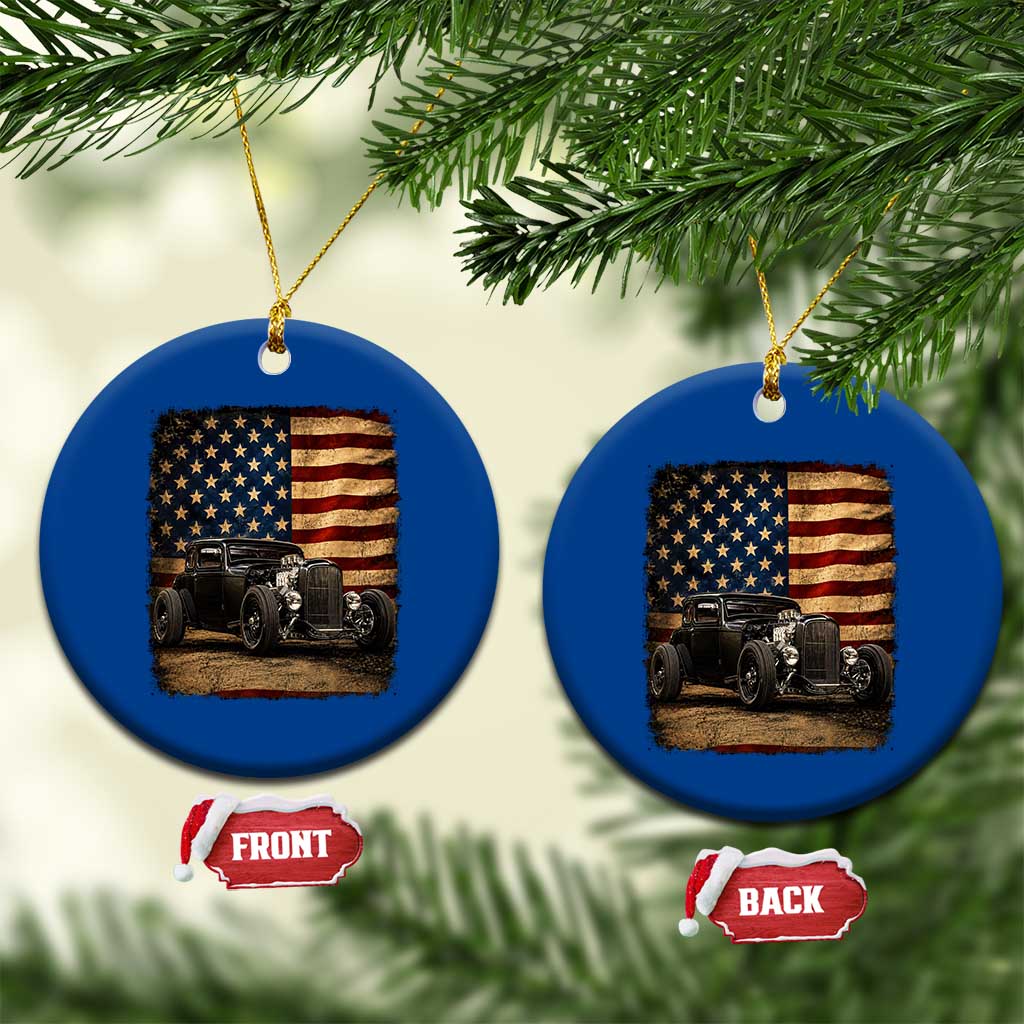 1932 American Classic Hotrod US Flag 4th of July Ceramic Ornament TS14 1pc Blue Print Your Wear