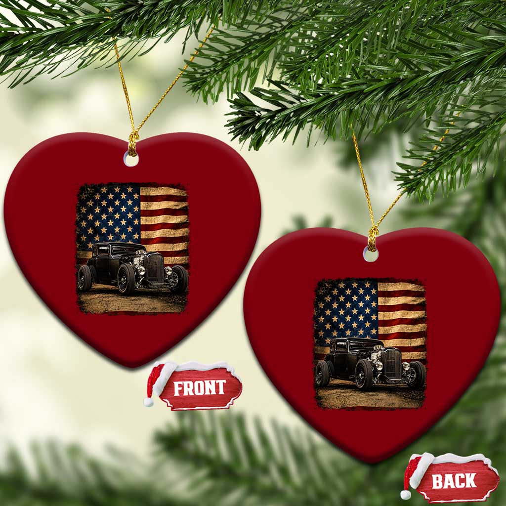 1932 American Classic Hotrod US Flag 4th of July Ceramic Ornament TS14 Print Your Wear