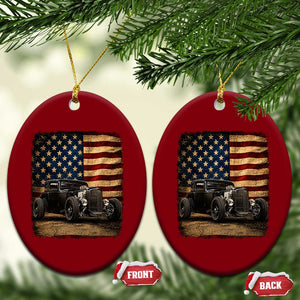 1932 American Classic Hotrod US Flag 4th of July Ceramic Ornament TS14 Print Your Wear