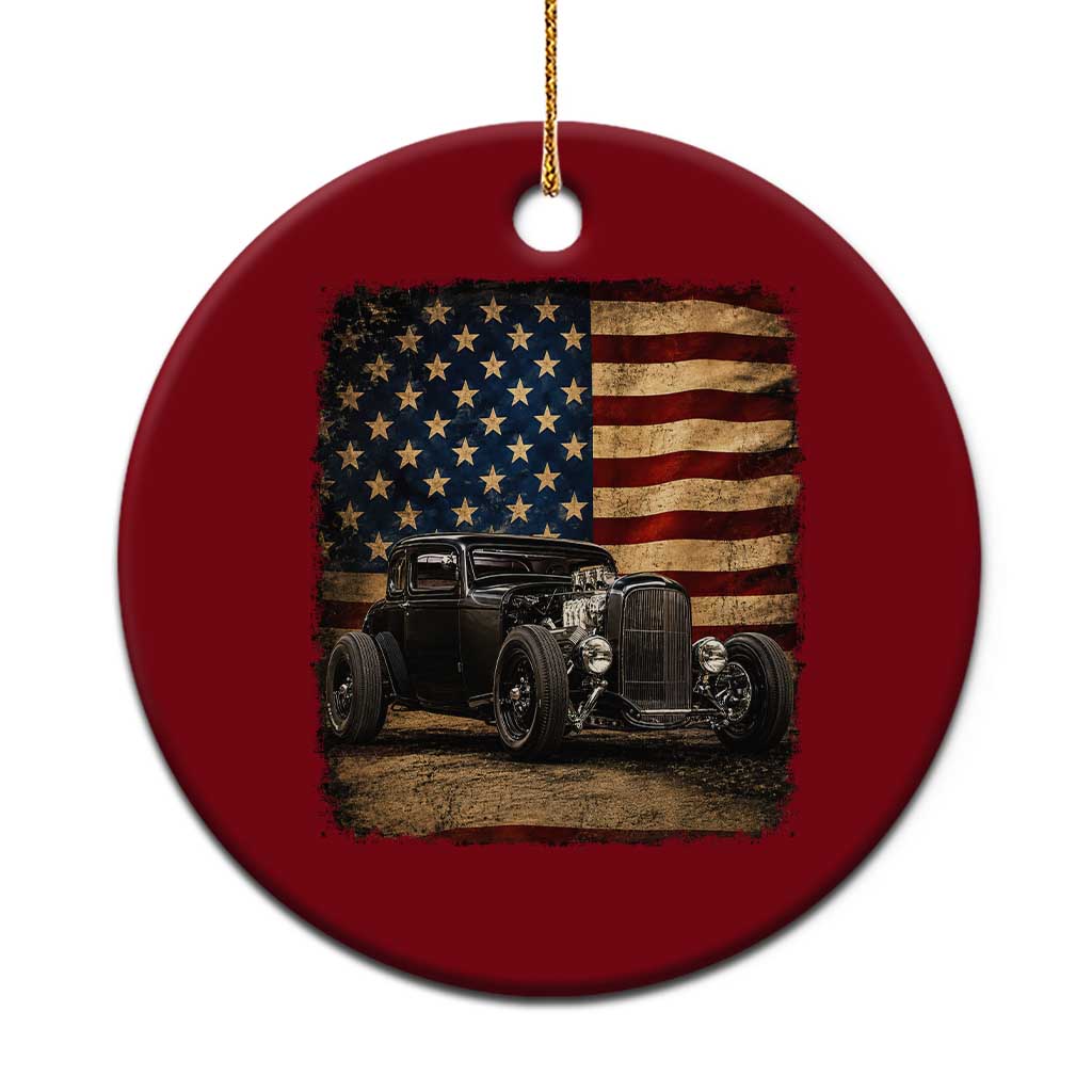 1932 American Classic Hotrod US Flag 4th of July Ceramic Ornament TS14 1pc Red Print Your Wear