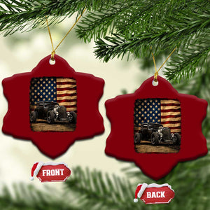 1932 American Classic Hotrod US Flag 4th of July Ceramic Ornament TS14 Print Your Wear