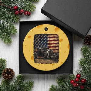 1932 American Classic Hotrod US Flag 4th of July Ceramic Ornament TS14 1pc Yellow Cheese Print Your Wear
