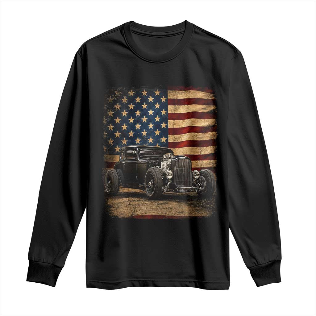 1932 American Classic Hotrod US Flag 4th of July Long Sleeve Shirt TS14 Black Print Your Wear