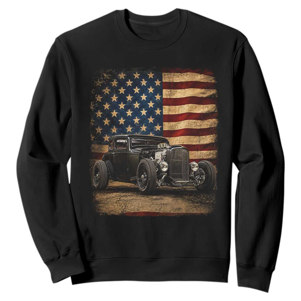 1932 American Classic Hotrod US Flag 4th of July Sweatshirt TS14 Black Print Your Wear