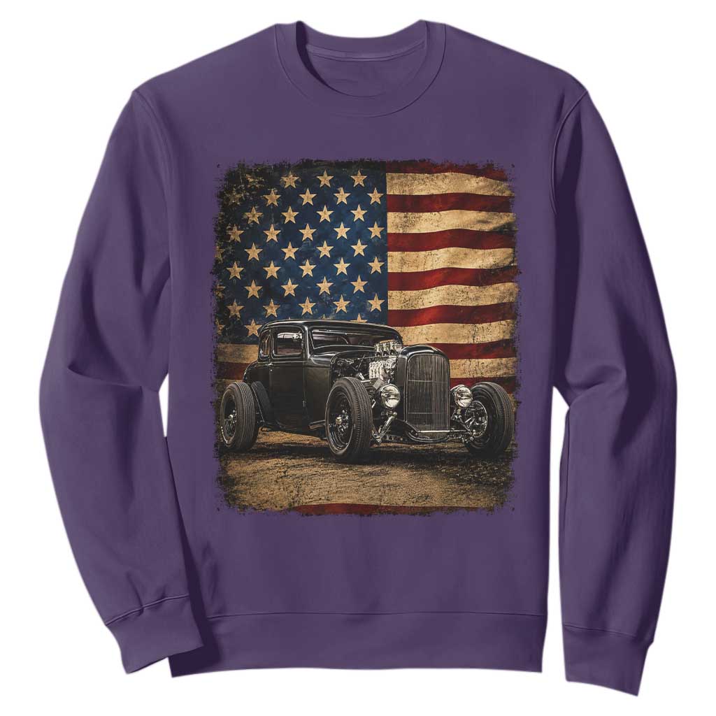 1932 American Classic Hotrod US Flag 4th of July Sweatshirt TS14 Purple Print Your Wear