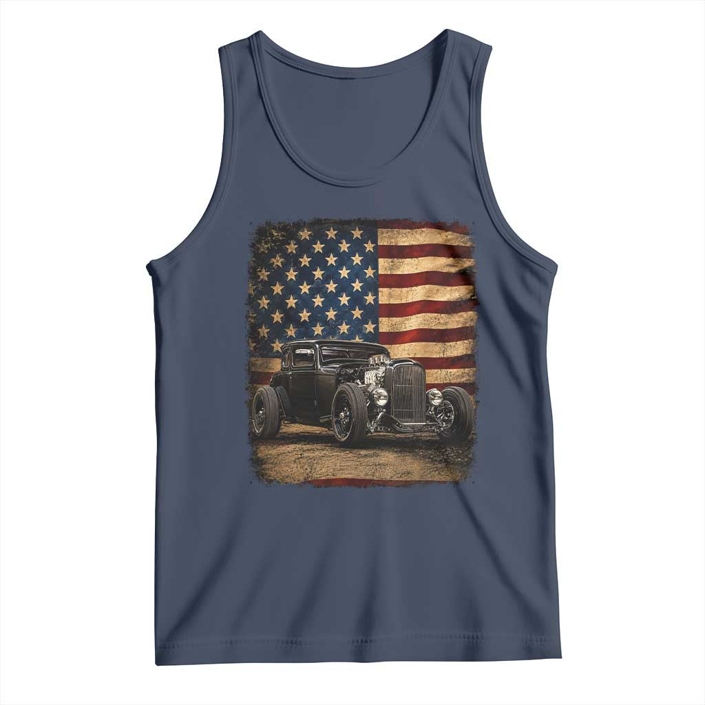 1932 American Classic Hotrod US Flag 4th of July Tank Top TS14 Navy Print Your Wear