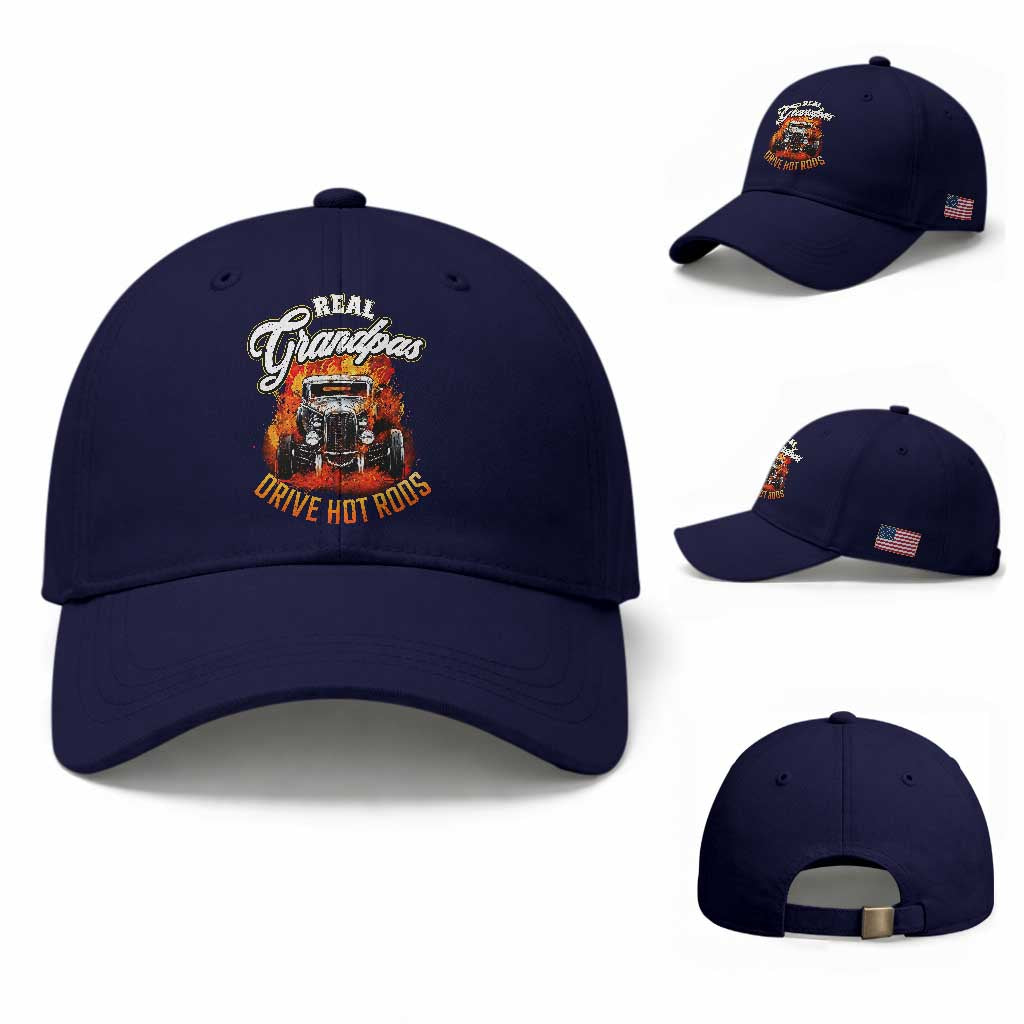 Real Grandpas Drive Hot Rods Baseball Cap Vintage 1932 Hot Rod TS14 Baseball Cap Universal Fit Dark Blue Print Your Wear