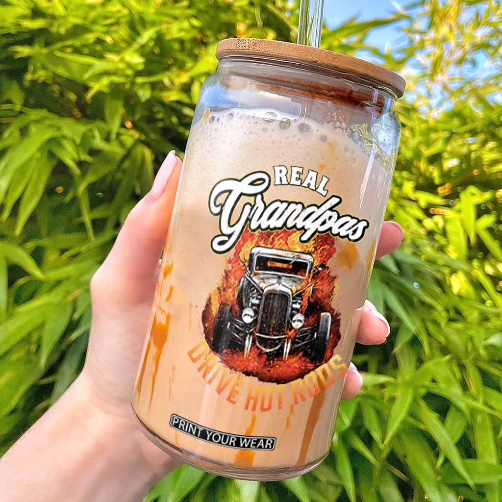 Real Grandpas Drive Hotrods Glass Can Vintage 1932 Hotrod TS14 Black Print Your Wear