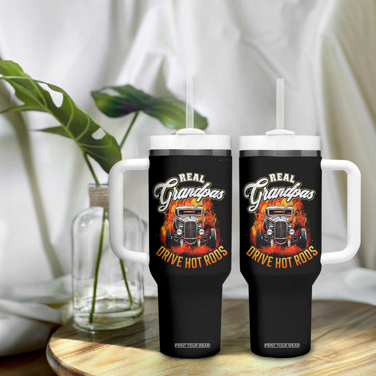 Real Grandpas Drive Hotrods Tumbler With Handle Vintage 1932 Hotrod TS14 Print Your Wear