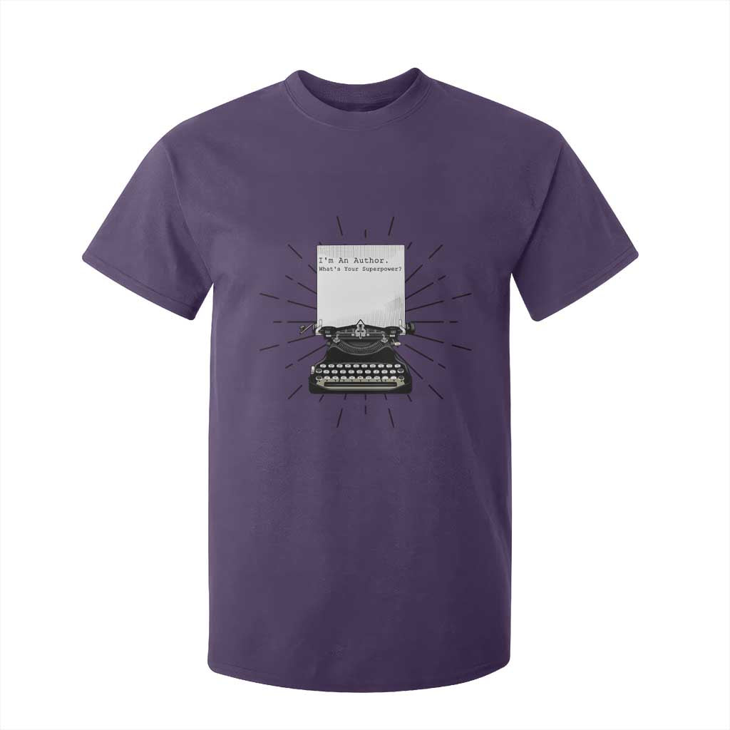 Funny Typewriter T Shirt For Kid I Am An Author What Is Your Superpower TS14 Purple Print Your Wear