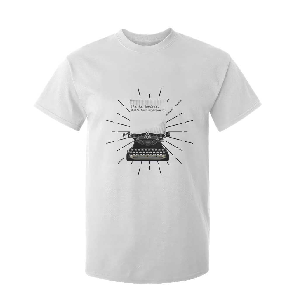 Funny Typewriter T Shirt For Kid I Am An Author What Is Your Superpower TS14 White Print Your Wear