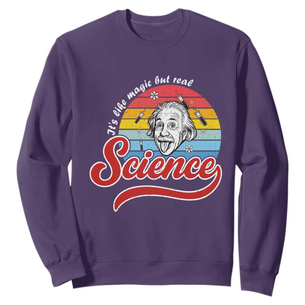 Science It Is Like Magic But Real Sweatshirt Funny Science Teacher TS14 Purple Print Your Wear
