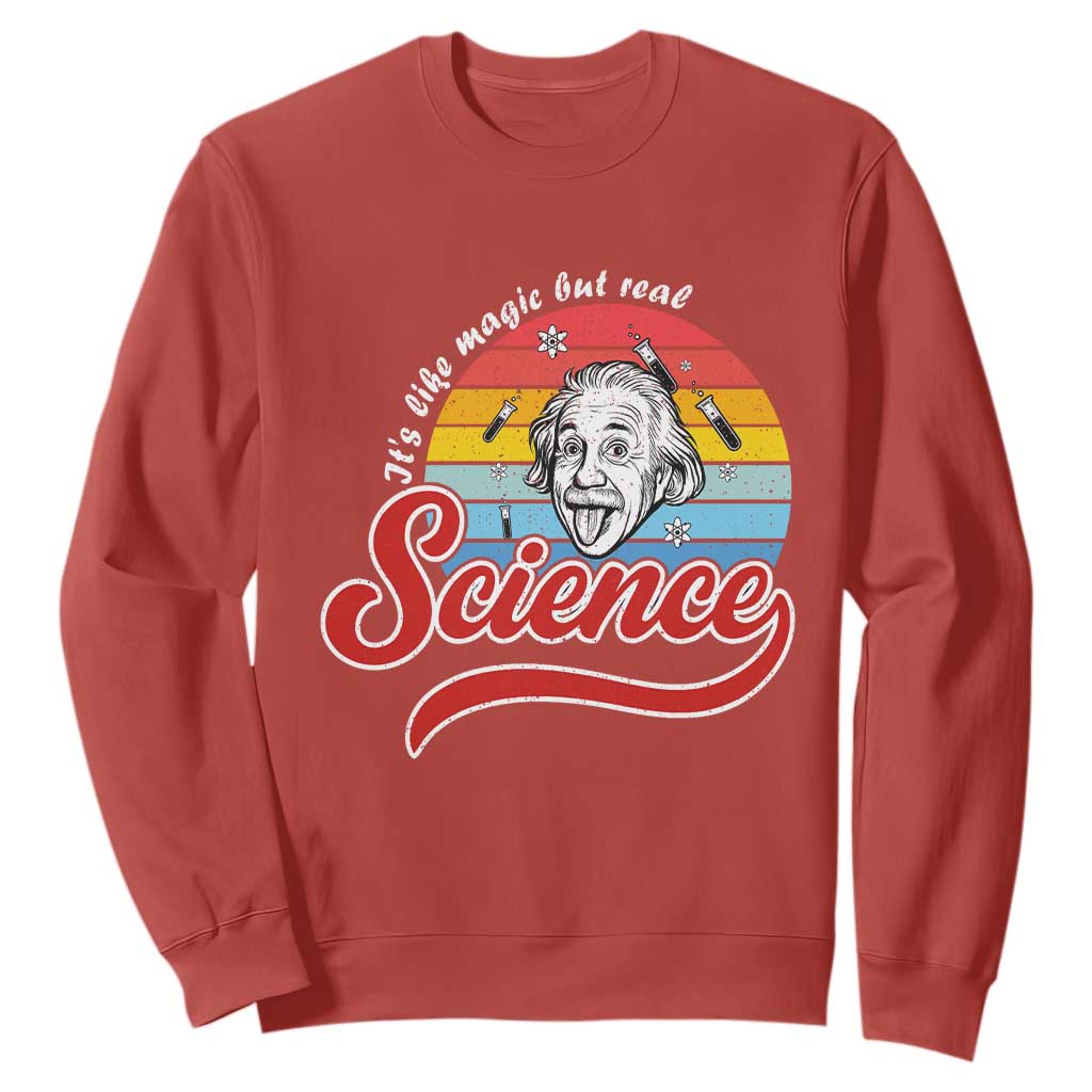 Science It Is Like Magic But Real Sweatshirt Funny Science Teacher TS14 Red Print Your Wear