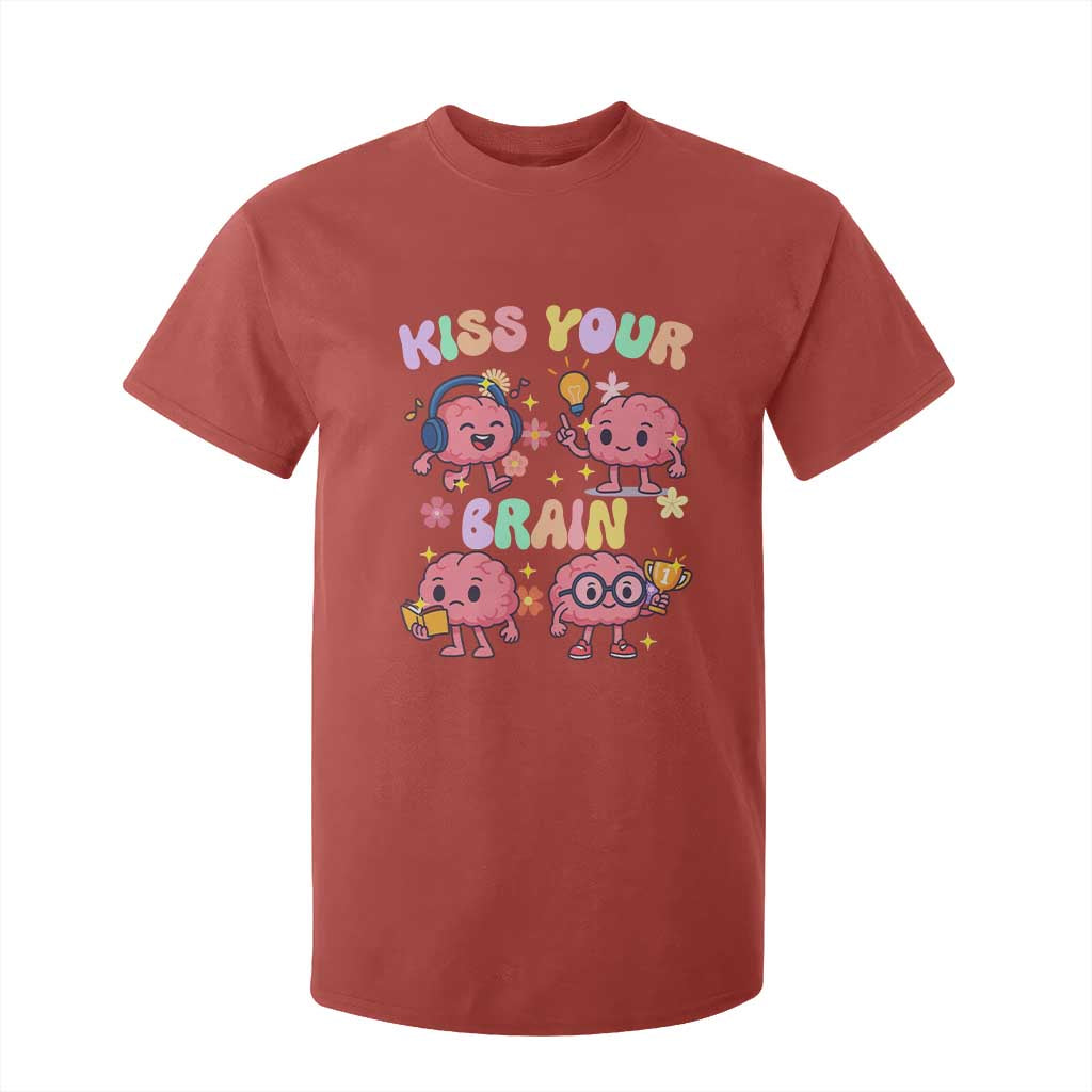 Kiss Your Brain T Shirt For Kid Funny Teacher TS14 Red Print Your Wear