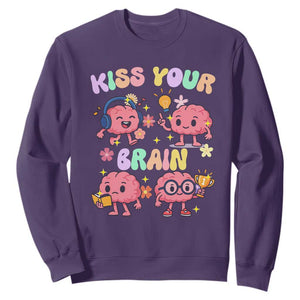 Kiss Your Brain Sweatshirt Funny Teacher TS14 Purple Print Your Wear