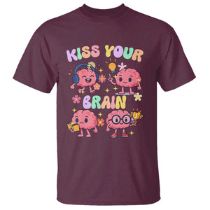 Kiss Your Brain T Shirt Funny Teacher TS14 Maroon Print Your Wear